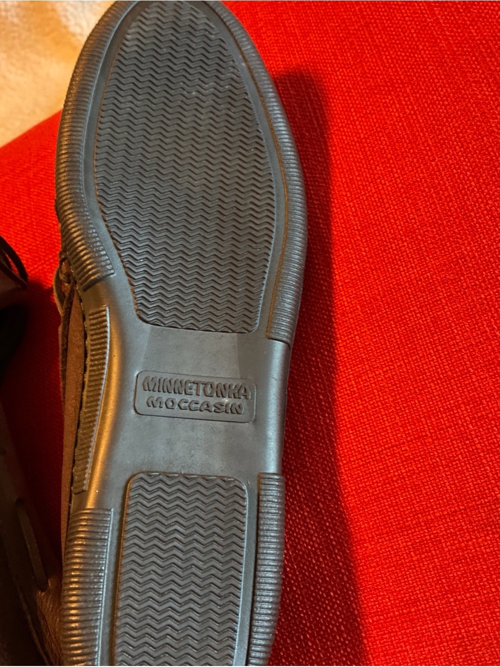 Minnetonka Moccasins Brown Moosehide Leather Sz 8.5  Moc Toe Tie Front Moccasins - Picture 6 of 8